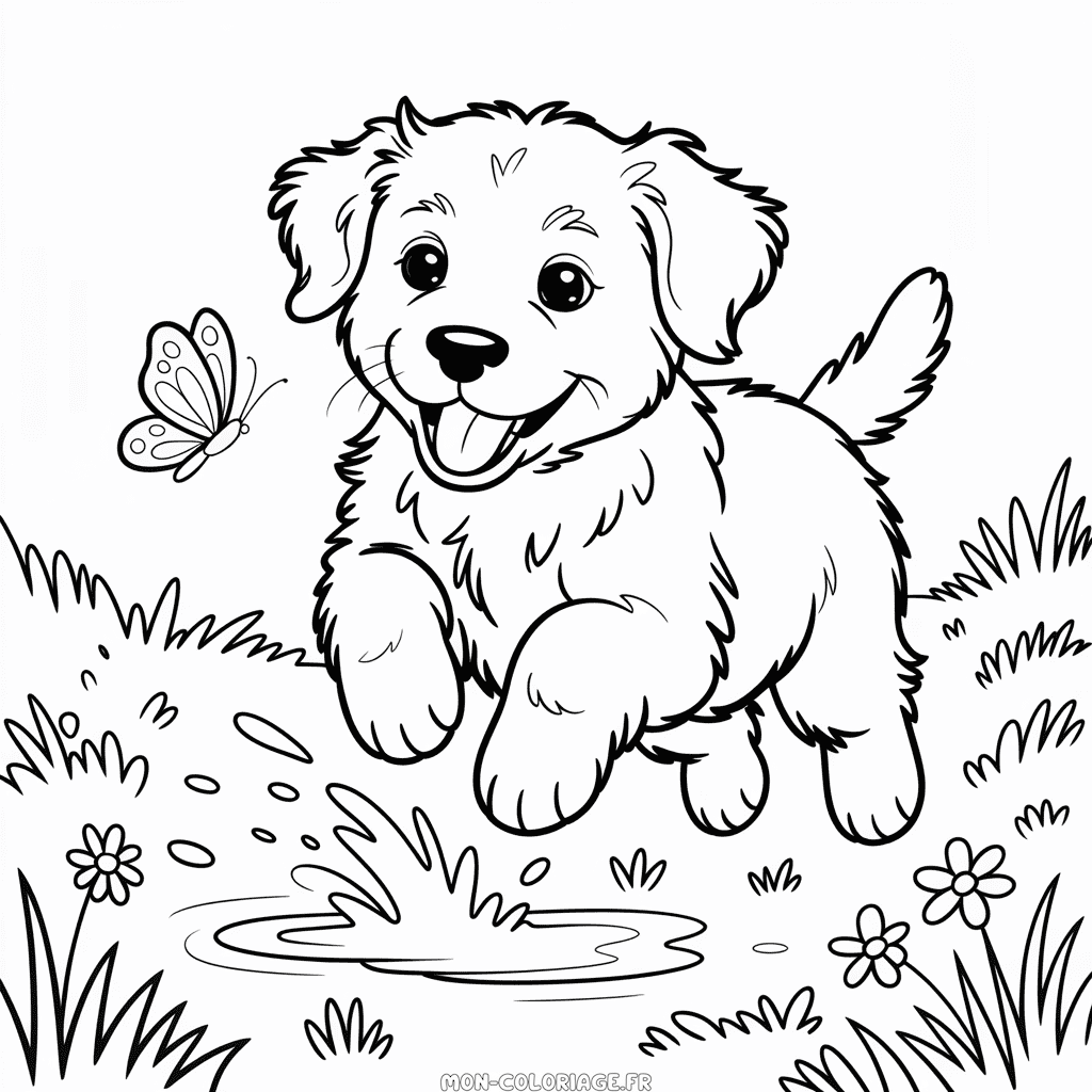 Coloriage Mignon Chiot Réaliste