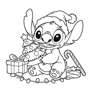 Coloriage Noël Disney avec Stitch