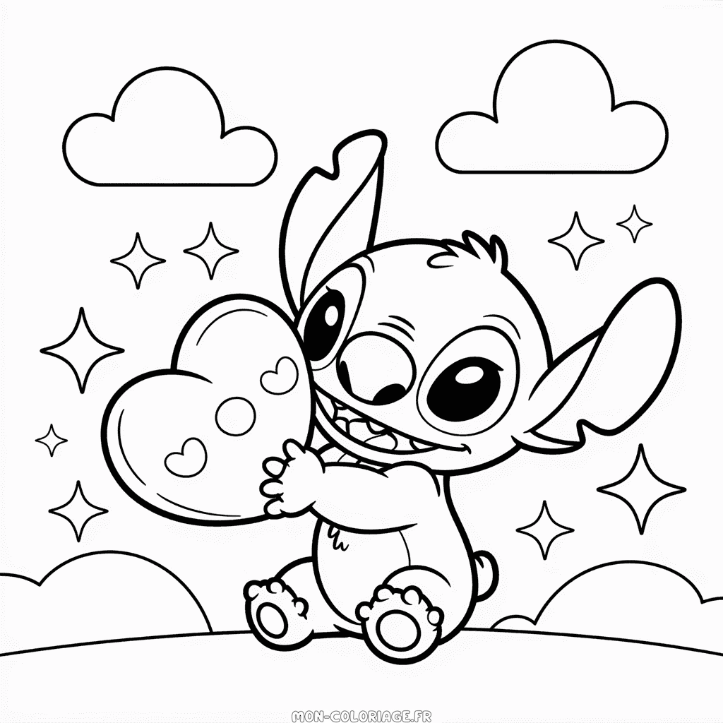 Coloriage Stitch Kawaii