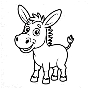 Coloriage Âne Dessin Animé