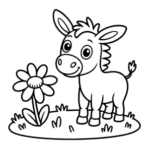Coloriage Âne Facile
