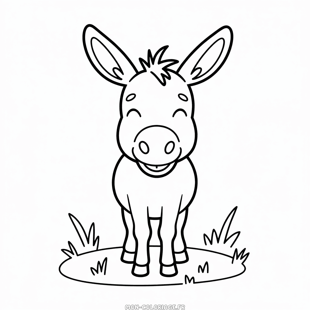 Coloriage Âne Souriant