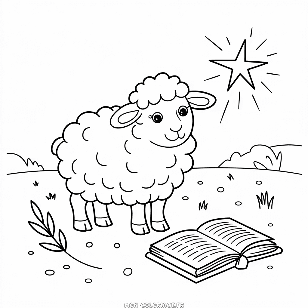 Coloriage Bible et Moutons
