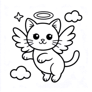 Coloriage Chat Ange