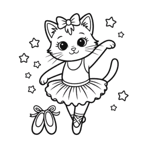 Coloriage Chat Ballerine