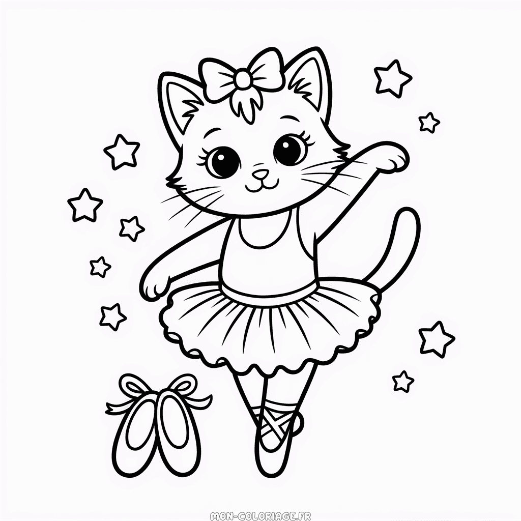 Coloriage Chat Ballerine