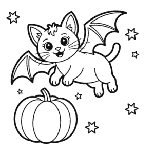 Coloriage Chat Chauve-Souris