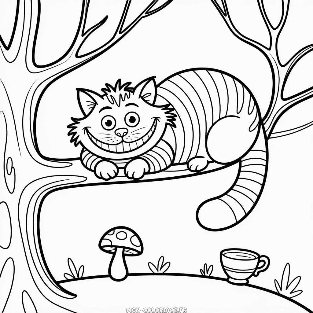 Coloriage Chat d'Alice au Pays des Merveilles