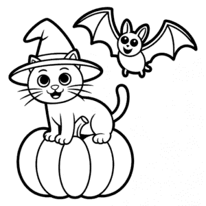 Coloriage Chat d'Halloween