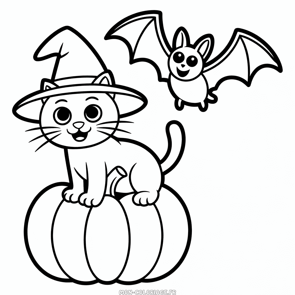 Coloriage Chat d'Halloween