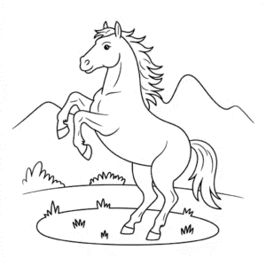 Coloriage Cheval sur ses Pattes Arrière