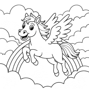 Coloriage Cheval Volant