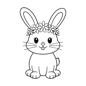 Coloriage Couronne de Fleurs Lapin
