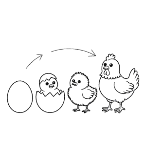 Coloriage Cycle de Vie de la Poule