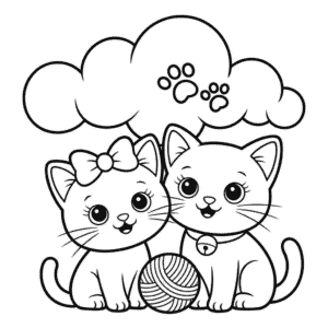 Coloriage Deux Chats