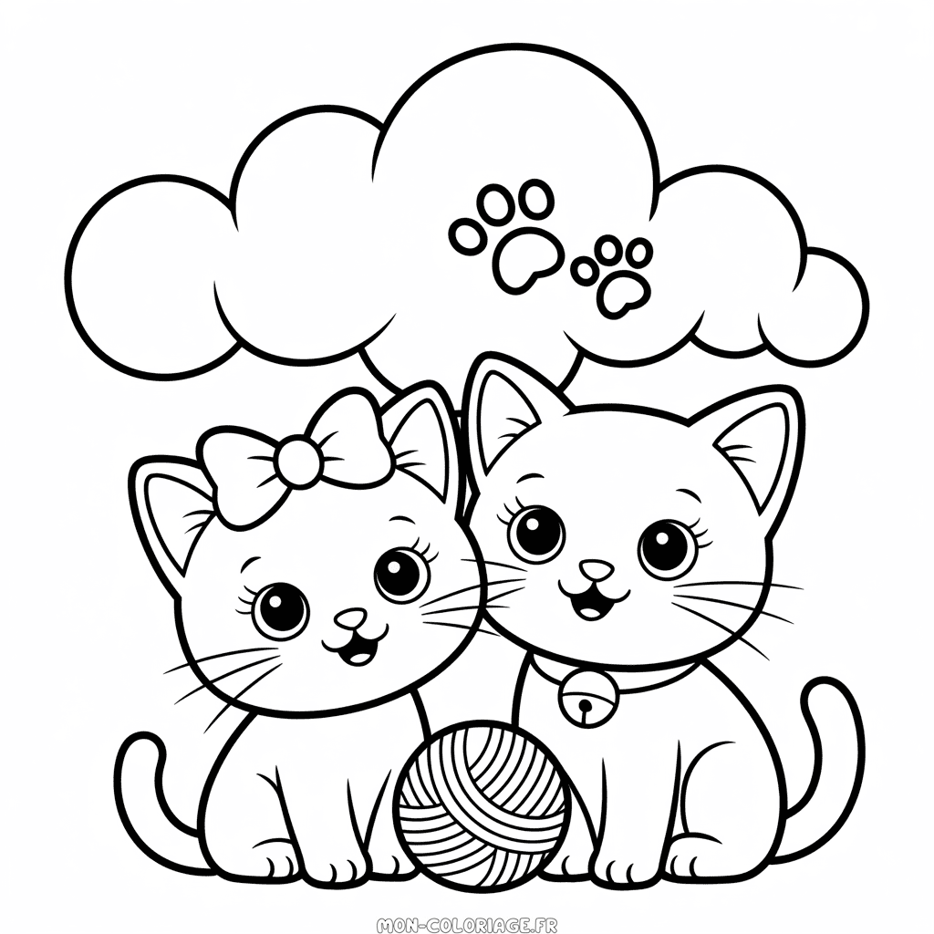 Coloriage Deux Chats