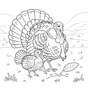 Coloriage Dinde adulte et bébé Dinde