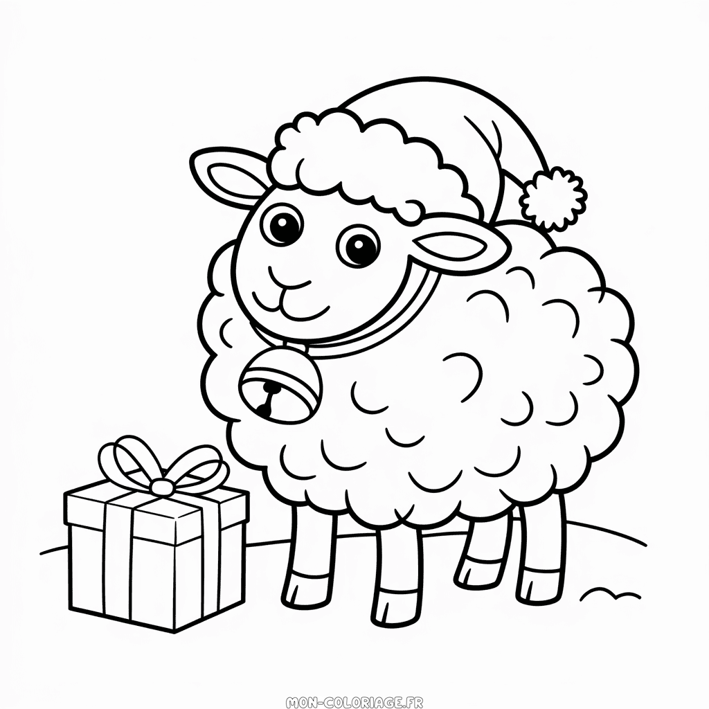 Coloriage Mouton de Noël