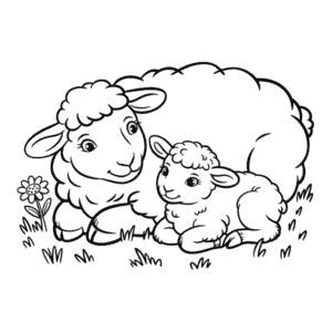 Coloriage Mouton et Agneau