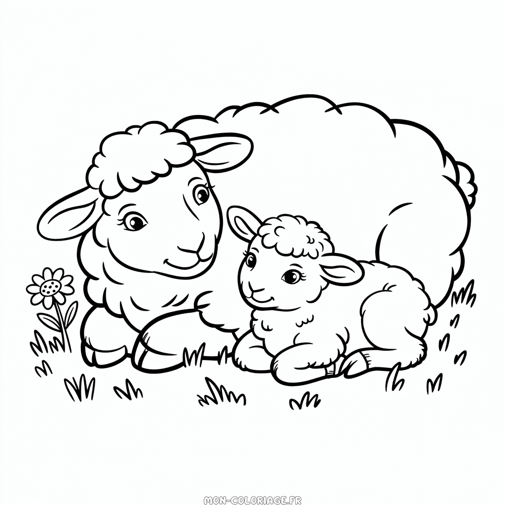Coloriage Mouton et Agneau