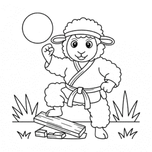 Coloriage Mouton Karatéka
