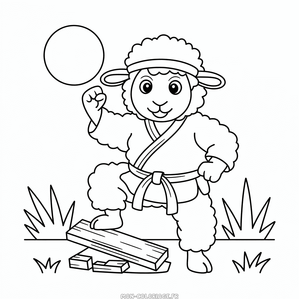 Coloriage Mouton Karatéka