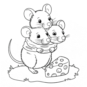 Coloriage Souris à Trois Têtes