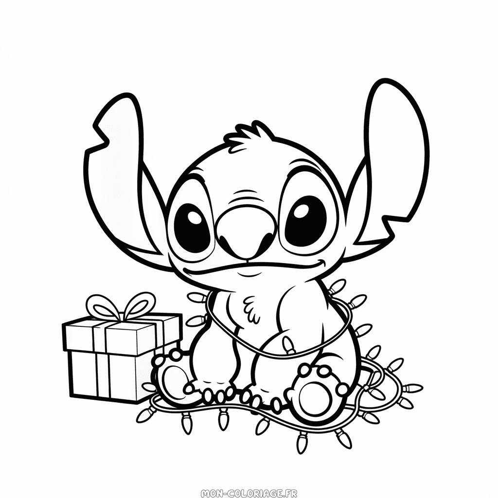 Coloriage Stitch de Noël