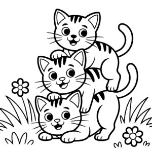 Coloriage Trois Chats