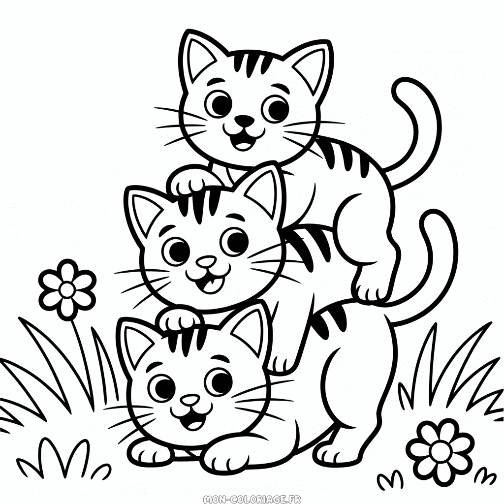 Coloriage Trois Chats
