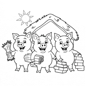 Coloriage Trois Petits Cochons