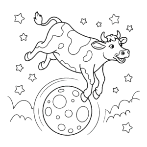 Coloriage Vache Sautant par-dessus la Lune