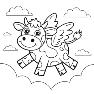 Coloriage Vache Volante