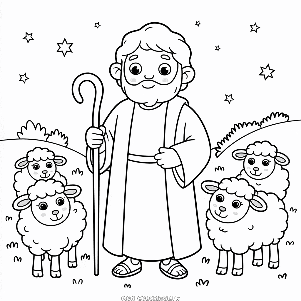Coloriage Abraham et les Moutons