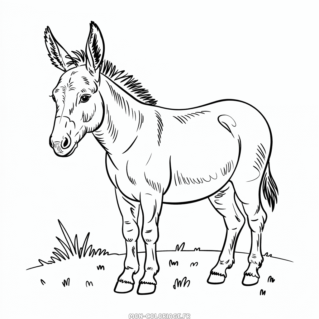 Coloriage Âne réaliste