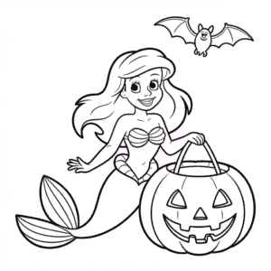 Coloriage Ariel Halloween