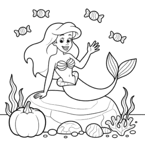 Coloriage Ariel Halloween