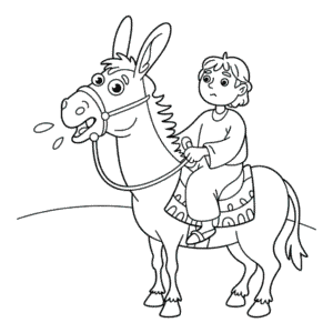 Coloriage Balaam Assis sur un Âne