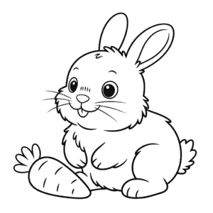 Coloriage Bébé Lapin avec Carotte