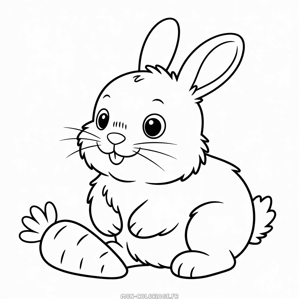 Coloriage Bébé Lapin avec Carotte