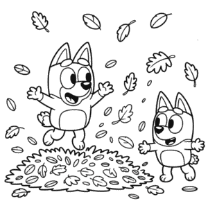 Coloriage Bluey d'Automne