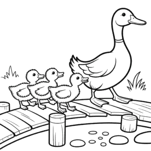 Coloriage Canard et Canetons