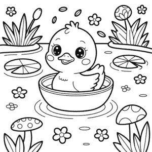 Coloriage Canard Kawaii