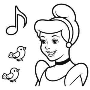 Coloriage Cendrillon et les Oiseaux
