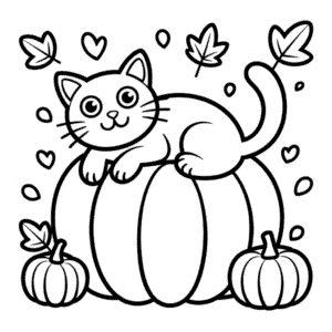 Coloriage Chat Automne