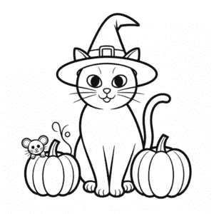 Coloriage Chat d'Halloween Adulte