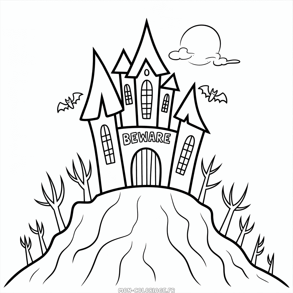 Coloriage Château d'Halloween