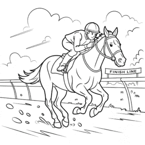 Coloriage Cheval Courant dans une Course