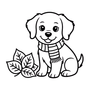 Coloriage Chien Automne
