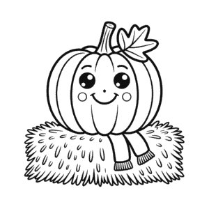 Coloriage Citrouille Mignonne d'Automne